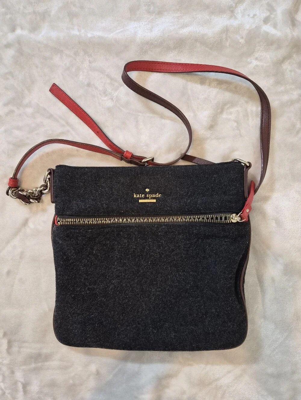 kate spade Black Crossbody with Red Trim and Gold Hardware